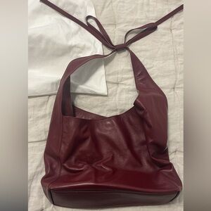 Reformation Vittoria Women’s Burgundy/Red Leather Tote Bow Bag
